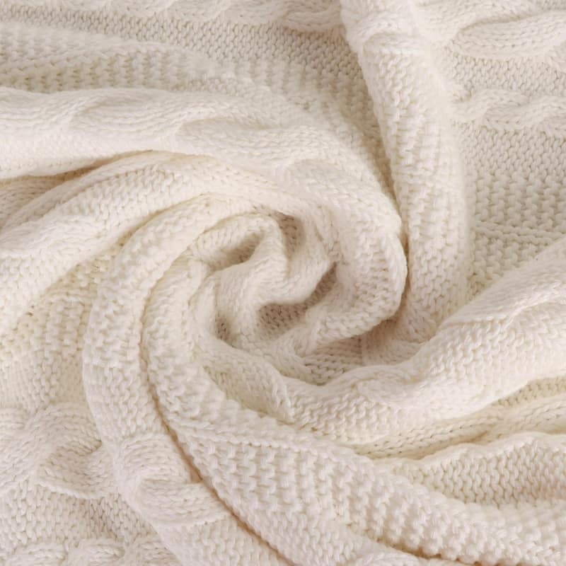 Delara Organic Cotton Throw Blanket 50x70 inches, GOTS Certified Cable Knitted Throws Blanket for Sofa Couch Bed, Baby Nursery