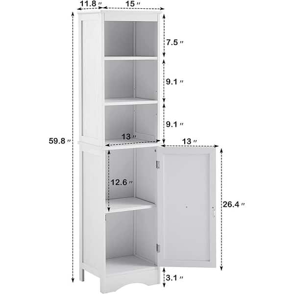 Tall Bathroom Freestanding Storage with Door MDF Board