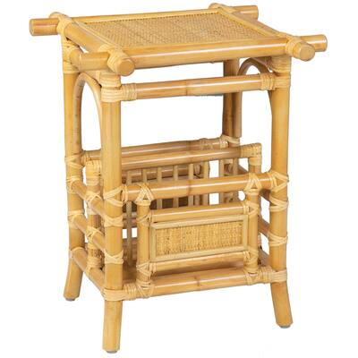18" Handwoven Rattan Side Table