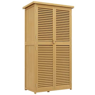 Outdoor Garden Storage Shed with 4 Shelves and Lockable Doors - 34.25" L x 18.25" W x 63" H