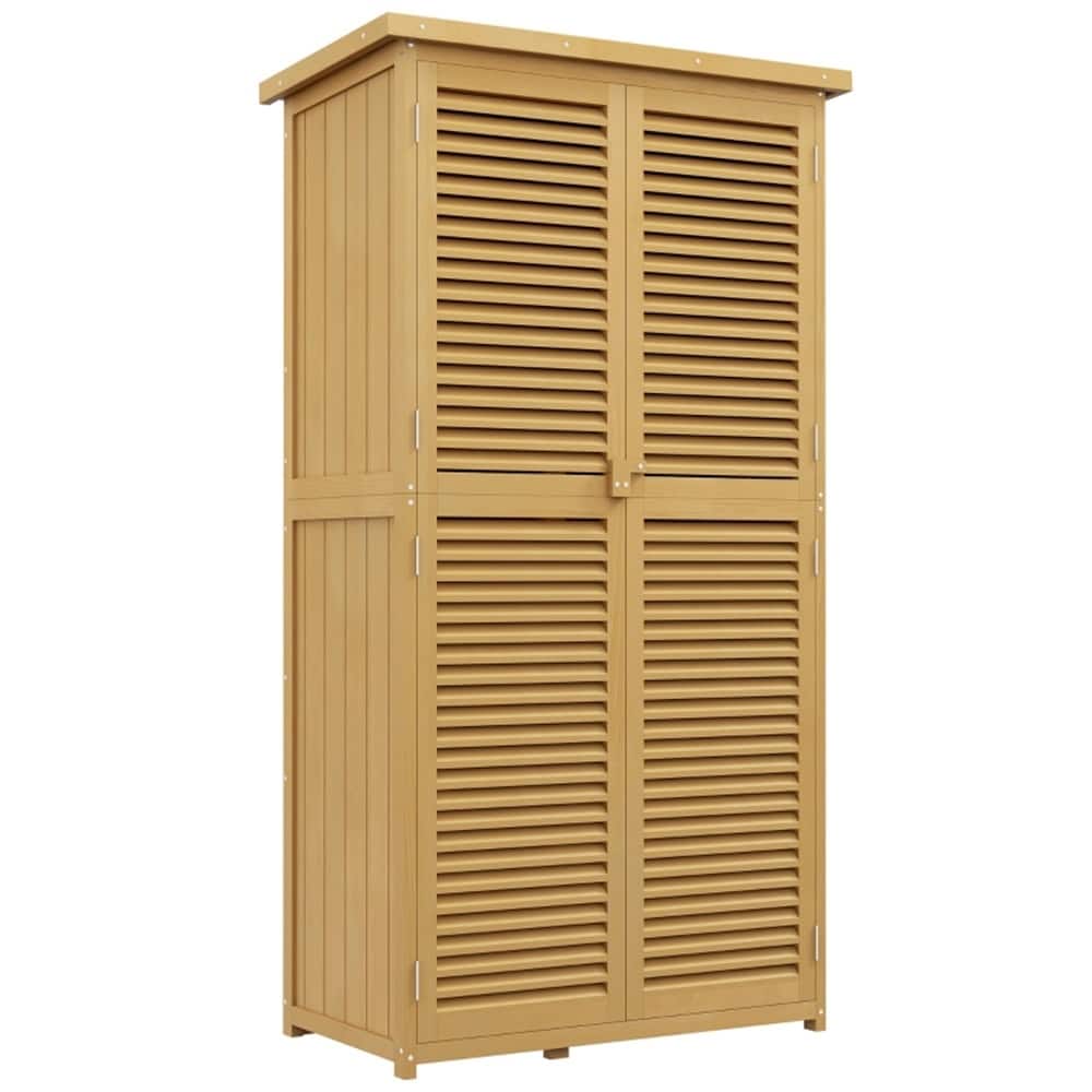 Outdoor Garden Storage Shed with 4 Shelves and Lockable Doors - 34.25" L x 18.25" W x 63" H
