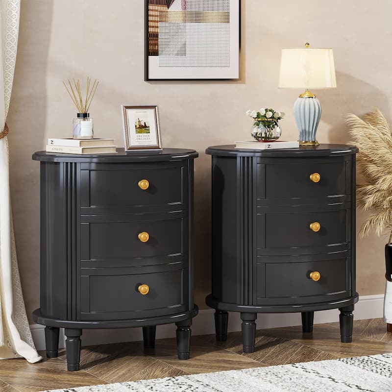 Fully Assembled Nightstand with 3 Drawers