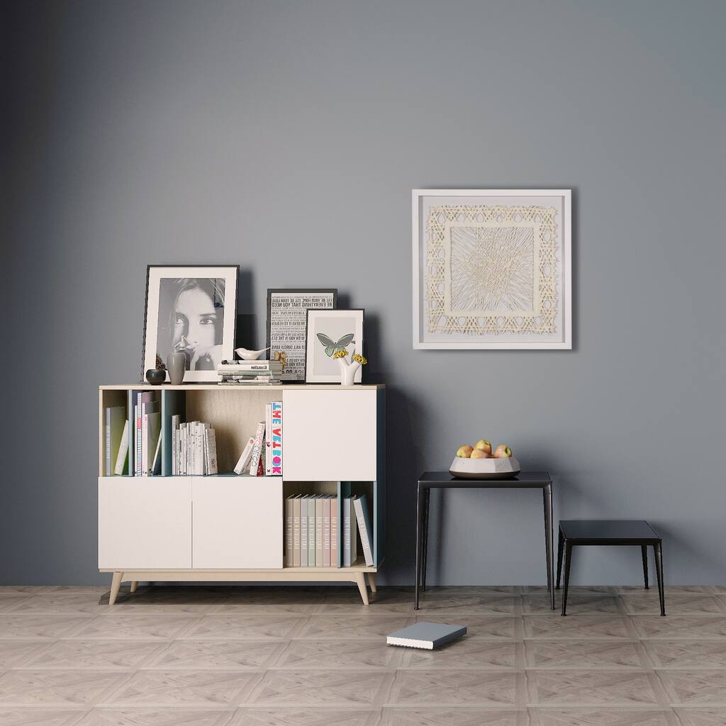 HUJI Abstract Handmade Paper Mache Shadow Box Wall Art Paper Art