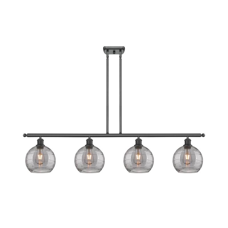 Innovations Lighting 516-4I 10 48 Athens Deco Swirl Chandelier Athens - Matte Black / Light Smoke Deco Swirl