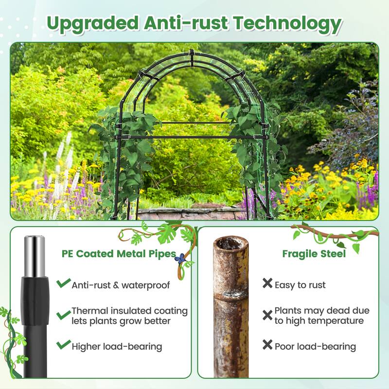 Costway 1/2 PCS 7.5FT Garden Arch Trellis Outdoor Plant Support