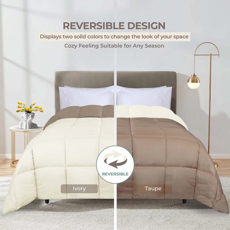 Superior Brushed Microfiber Down Alternative Reversible Comforter