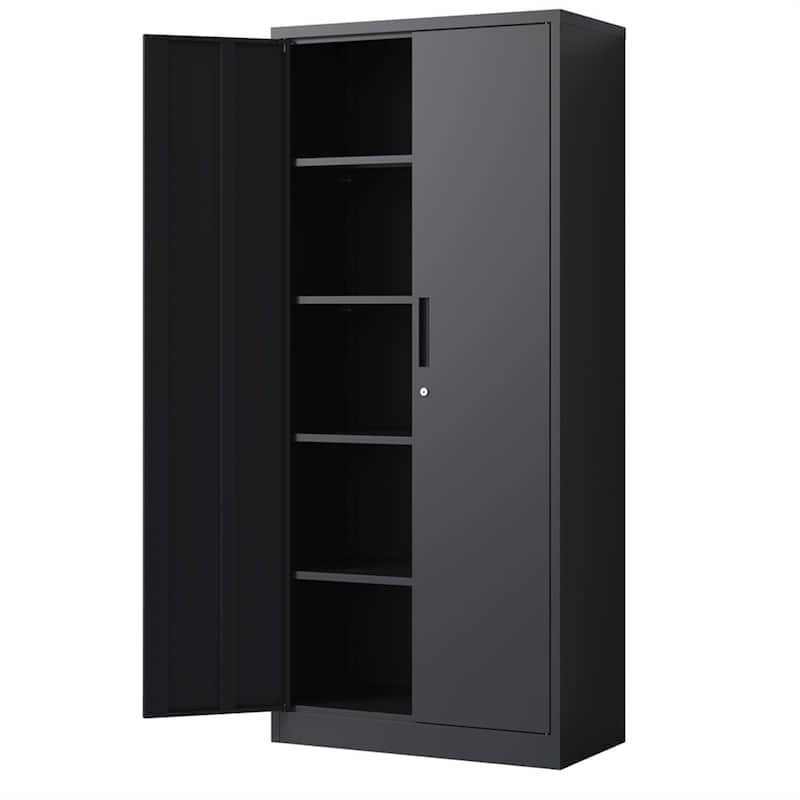 72"H Metal Lockable Storage Cabinet with Doors and 4 Shelves
