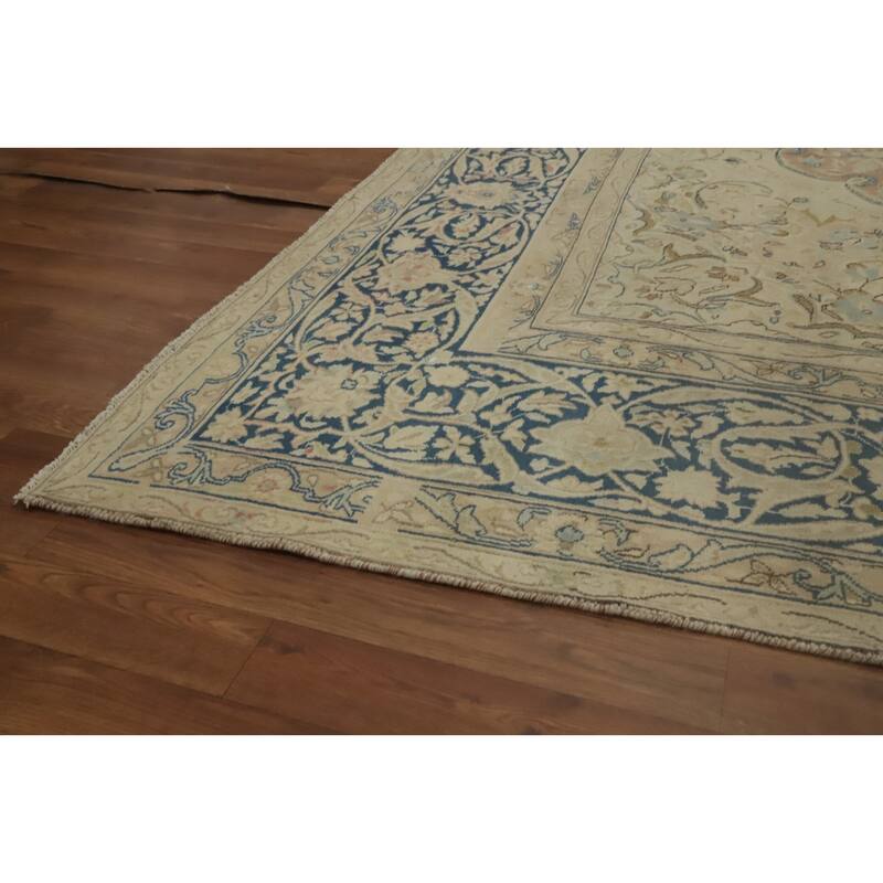 Hand Knotted Oriental 100% Wool Carpet Traditional Floral Pink Kerman Area Rug - 12' 6'' X 9' 10''