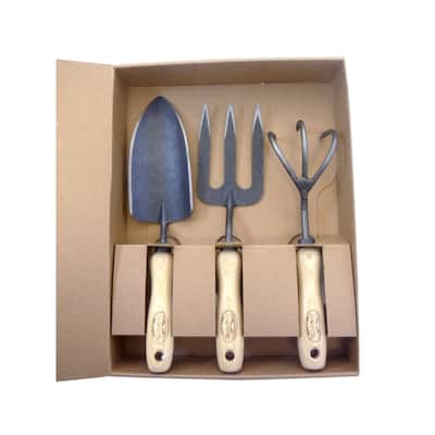 DeWit Garden Tool Gift Set - 3 Piece Essentials - Forged Trowel, Hand Fork and 3-Tine Cultivator