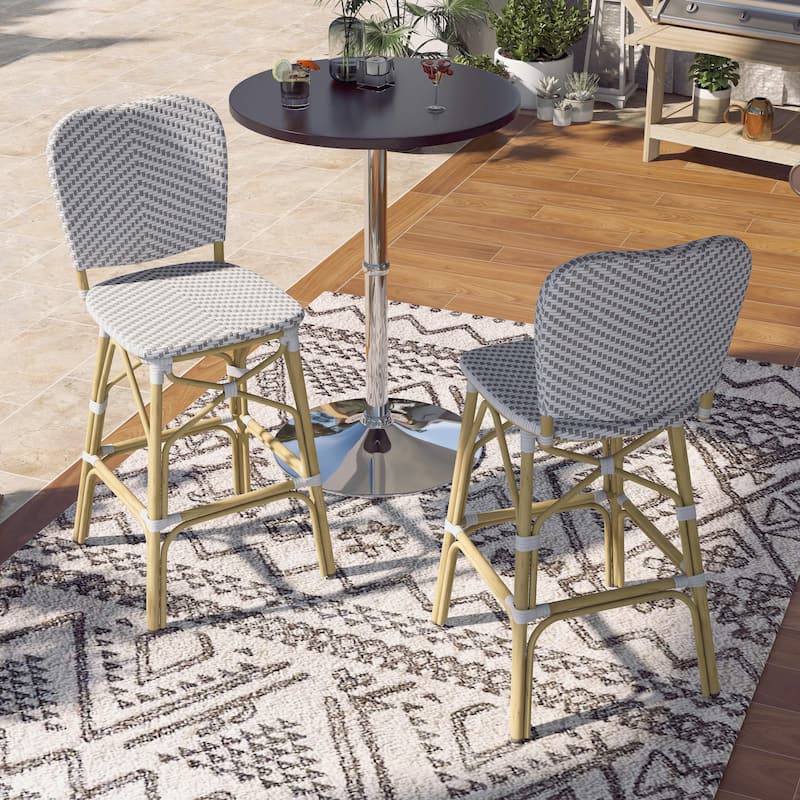 Stella Bohemian Natural Tone 30-inch Patio Bar Chairs (Set of 2) by Furniture of America - Set of 2
