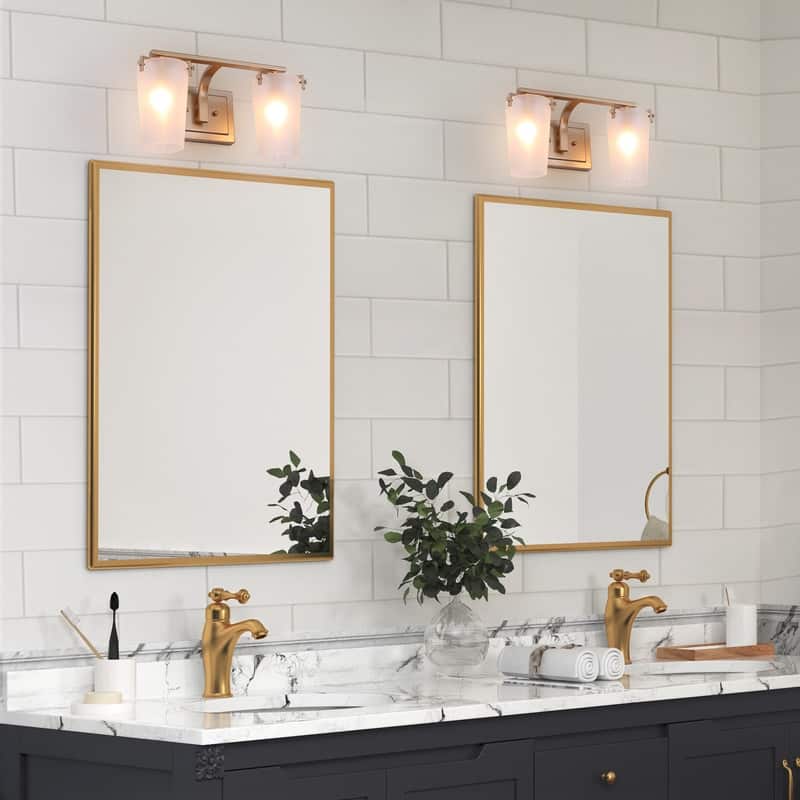 Modern Dimmable 2-light Bathroom Vanity Lights Frosted Glass Wall Sconces - L14" x W7.5" x H8"