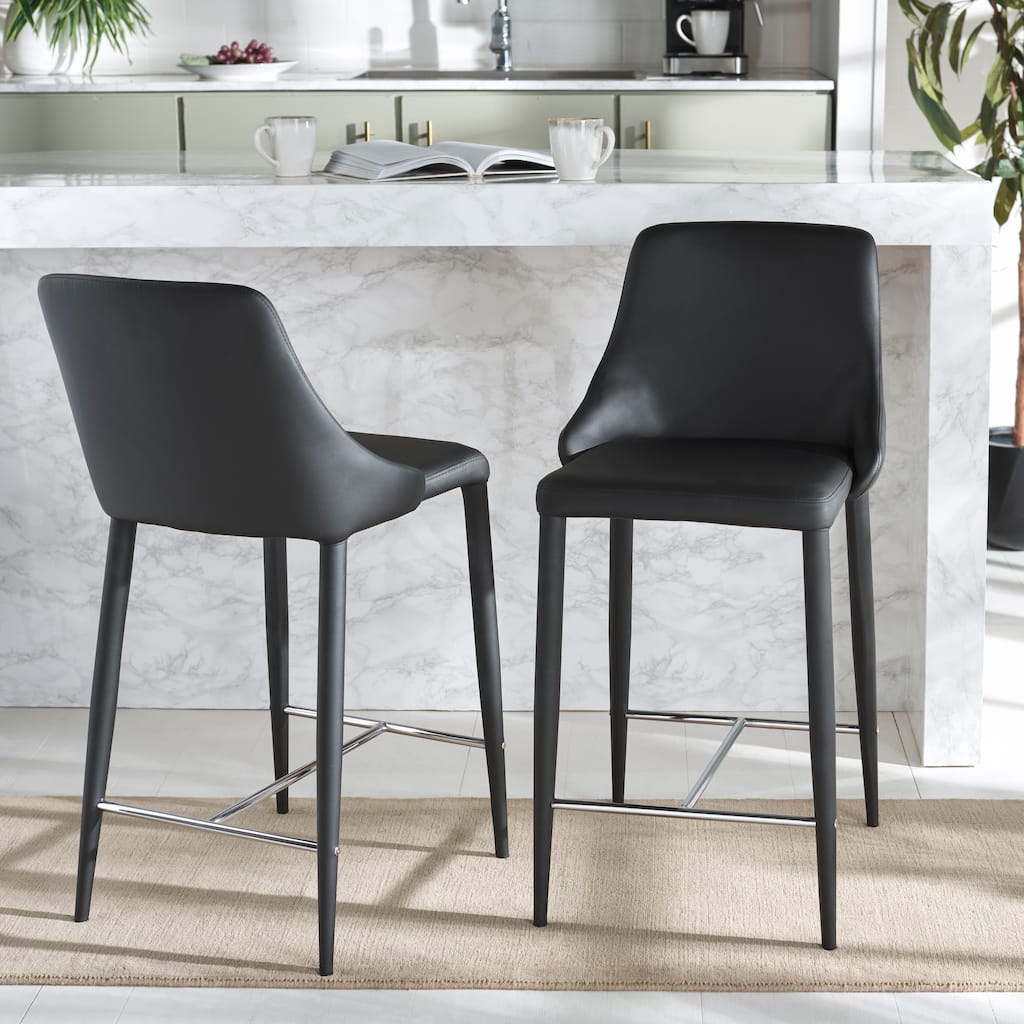 SAFAVIEH Soledad 26-inch White Counter Stool (Set of 2) - 22.9" x 18.9" x 37.4" - 23Wx19Dx37H