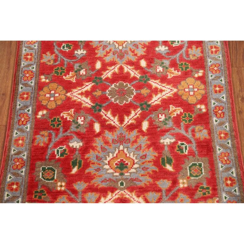 Red Floral Kazak Oriental Foyer Rug Handmade Wool Carpet - 2'0" x 3'0"