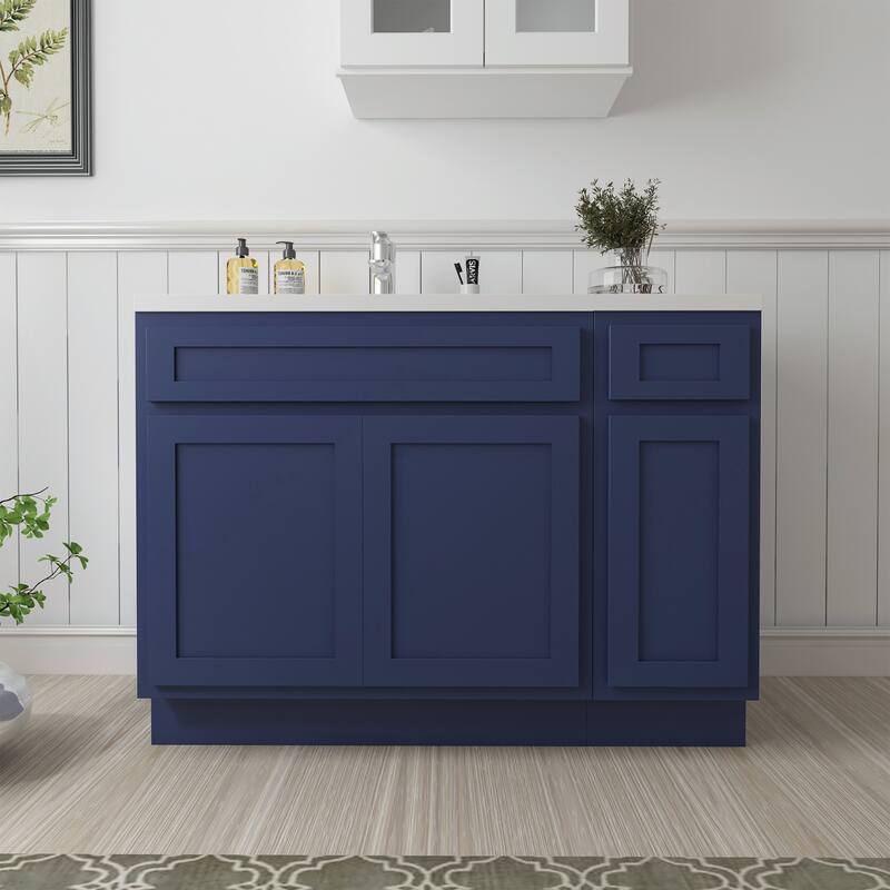 Vanity Art 51" Oak Freestanding Bathroom Vanity Cabinet without Top - Blue