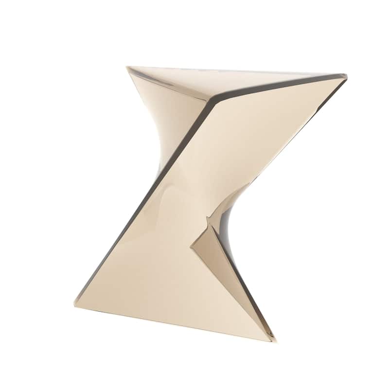 LeisureMod Randolph Modern Side Table - Grey - 15.5 x 17 x 17 - Single - Transparent Amber
