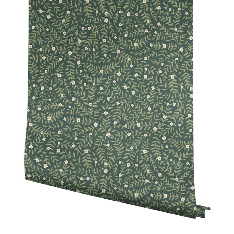 Rifle Paper Co. Elodie Evergreen Petite Floral Premium Peel + Stick Wallpaper