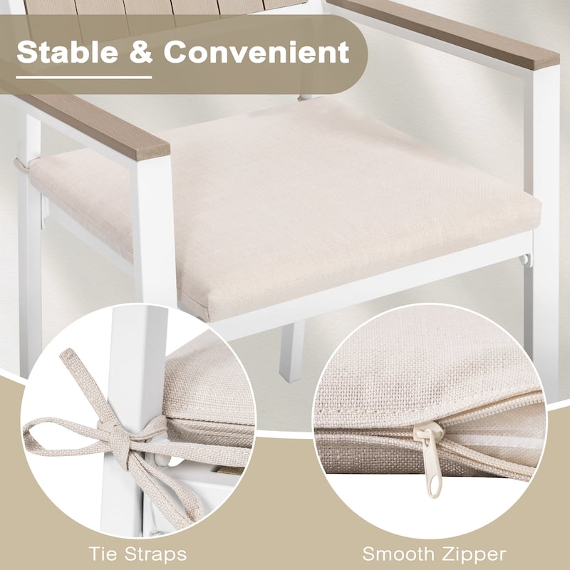 Patio 2-Piece Seat Cushions Outdoor Chair Pads with Zipper, Beige