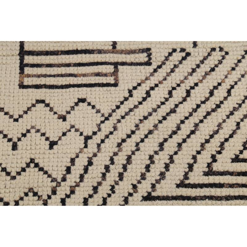 Geometric Moroccan Oriental Area Rug Hand-Knotted Wool Carpet - 8'9"x 12'6"