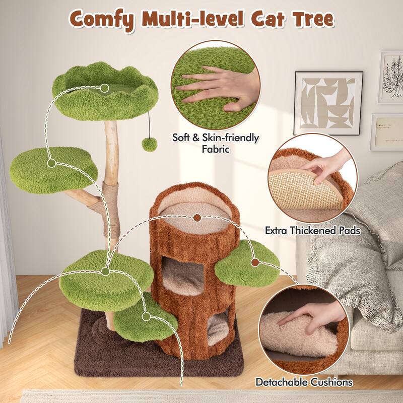 Sturdy Multi-Level Cat Tower with Sisal and Lounging Areas - 31.5" x 19.5" x 55.5"