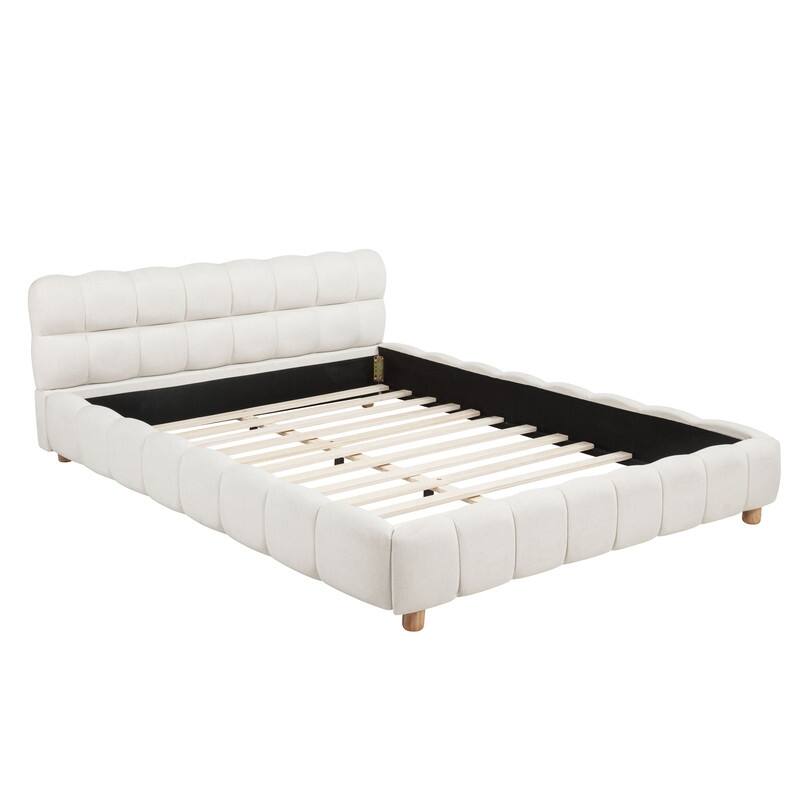 Best Master Furniture Maelle Burlap Upholstered Tufted Platform Bed