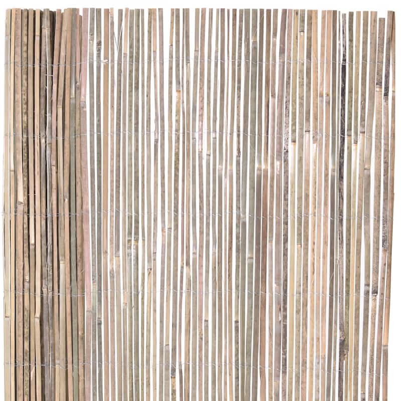 Split Bamboo Slat Screen Fencing Natural Finish Decorative Fence Roll - 48 in H x 72 in L - Natural