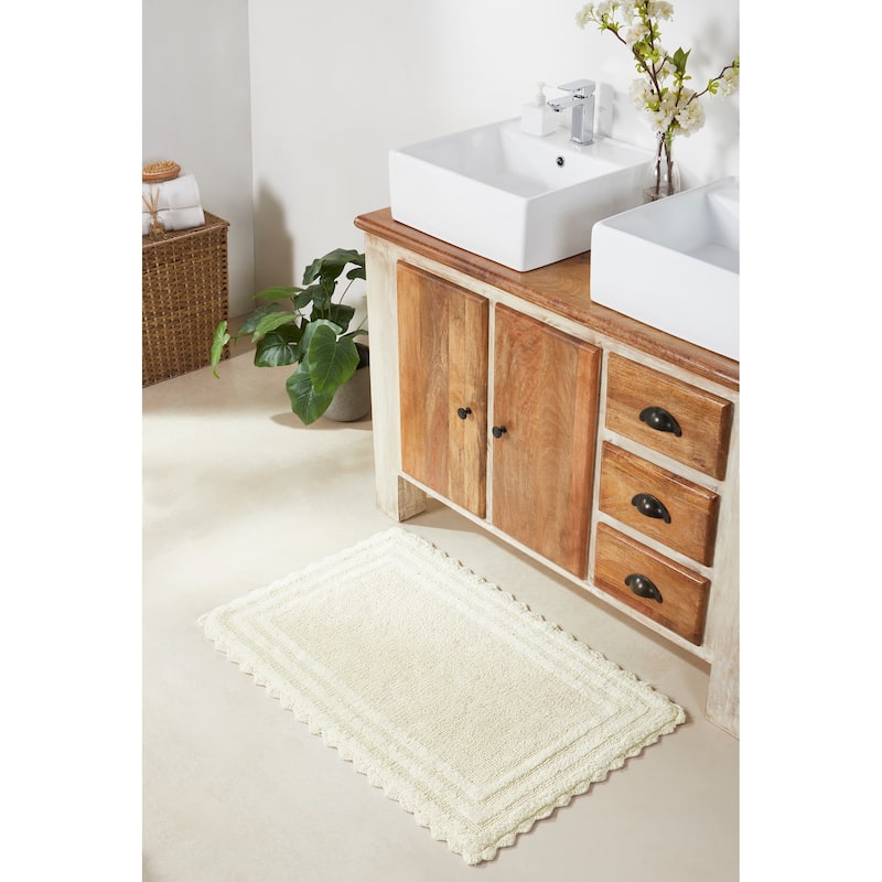 Better Trends Bath Rugs Set 100% Cotton Soft & Water Absorbent Tufted Bathroom Rug for Shower, Sink Bath Mats Lilly Crochet