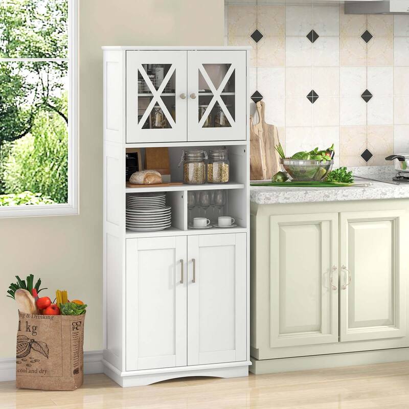 Costway Tall Bathroom Cabinet Large Floor Storage Cabinet with Acrylic - See Details