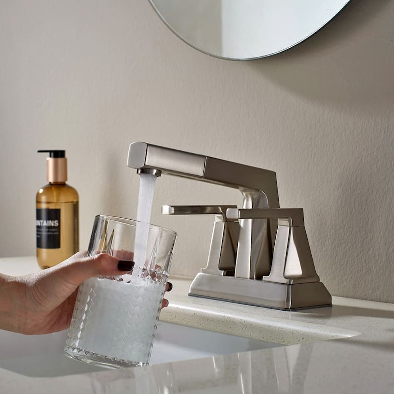 ALPHAUCET Centerset Two-Handle Pull-Out Sprayer Bathroom Faucet