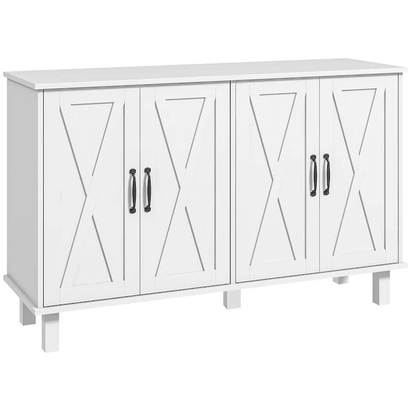 Buffet Sideboard with 4 Barn Doors and 2 Adjustable Shelves