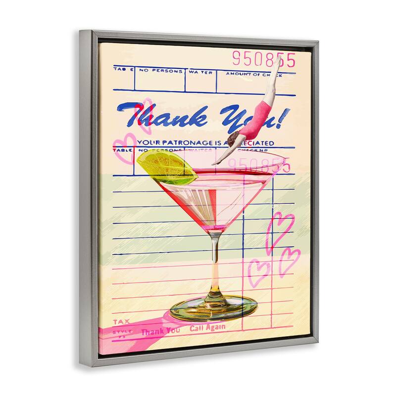 Stupell Vintage Diver into Cocktail Framed Floater Canvas Wall Art Design By Lil' Rue