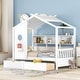 preview thumbnail 10 of 13, Wood Twin Size House Bed with 2 Drawers,Kids Bed with Storage Shelf White
