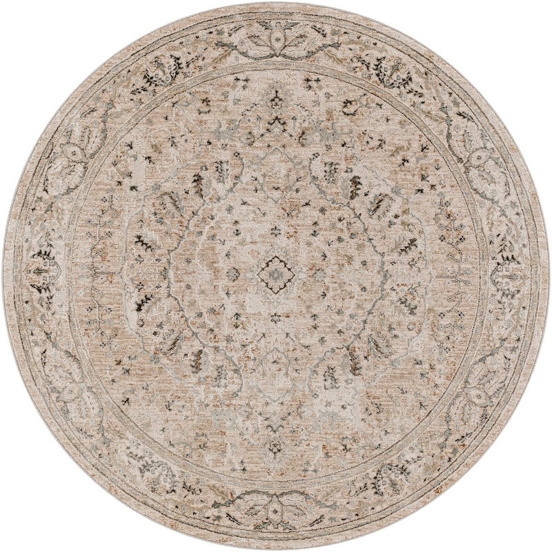 Livabliss Casual Brunswick Medallion Area Rug - 7'10" x 7'10" Round - Beige