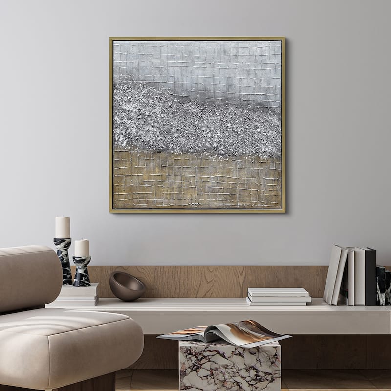 Matter Textured Metallic Hand Painted Canvas Wall Art