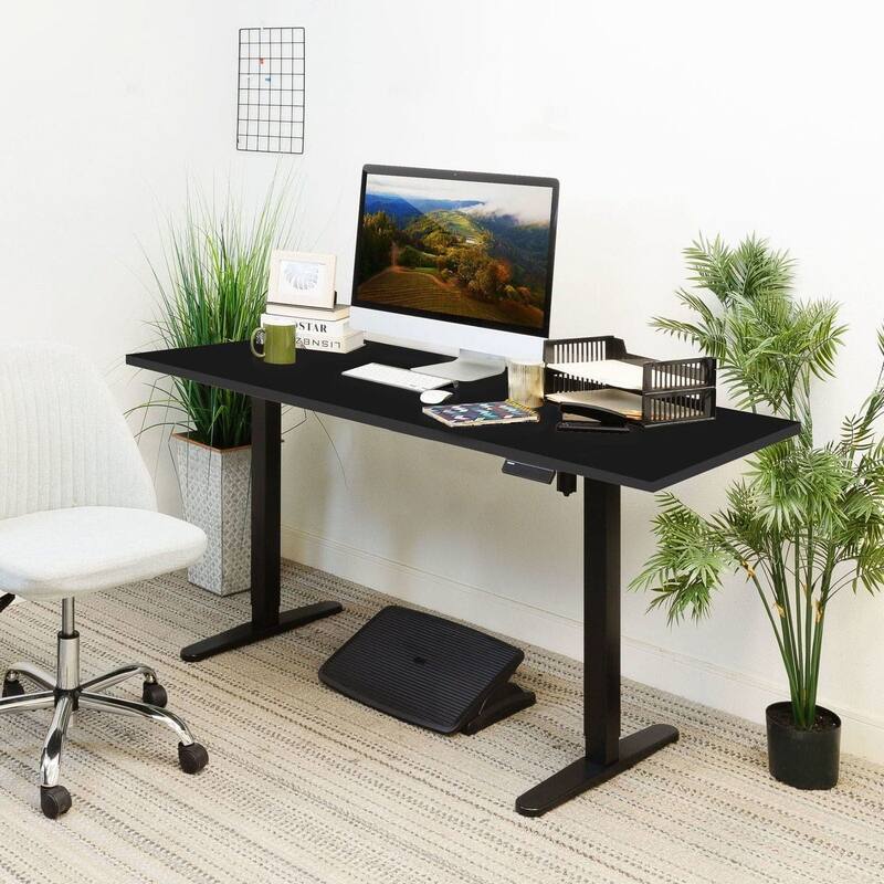 Mount-It! 55"W Electric Rectangular Adjustable Standing Desk, Black (MI-18087)