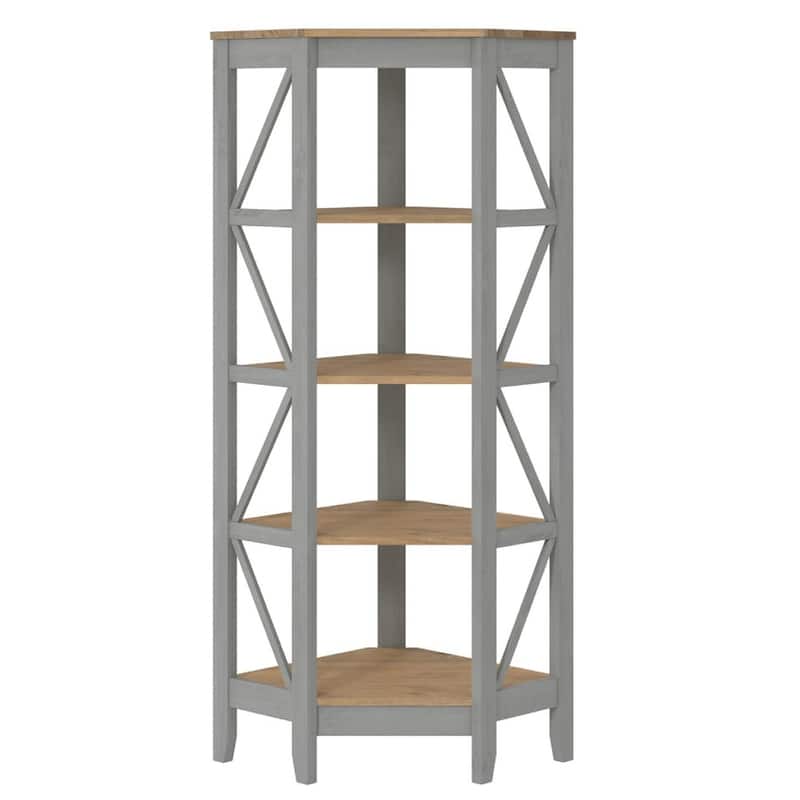 Wood Corner Bookcase 4 Shelf Corona