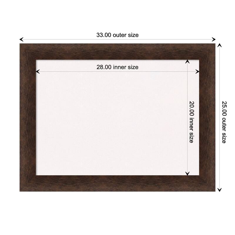 Warm Walnut Wood Framed White Corkboard Bulletin Board - Board Size 28x20
