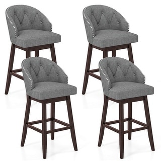 Costway Set of 4 Swivel Bar Stools Tufted Bar Height Pub Chairs with - See Details
