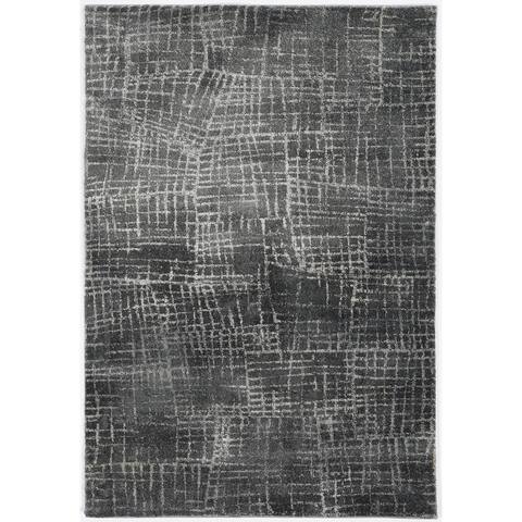 Strick & Bolton Spoken Black & White Abstract Geometric Shag Rug