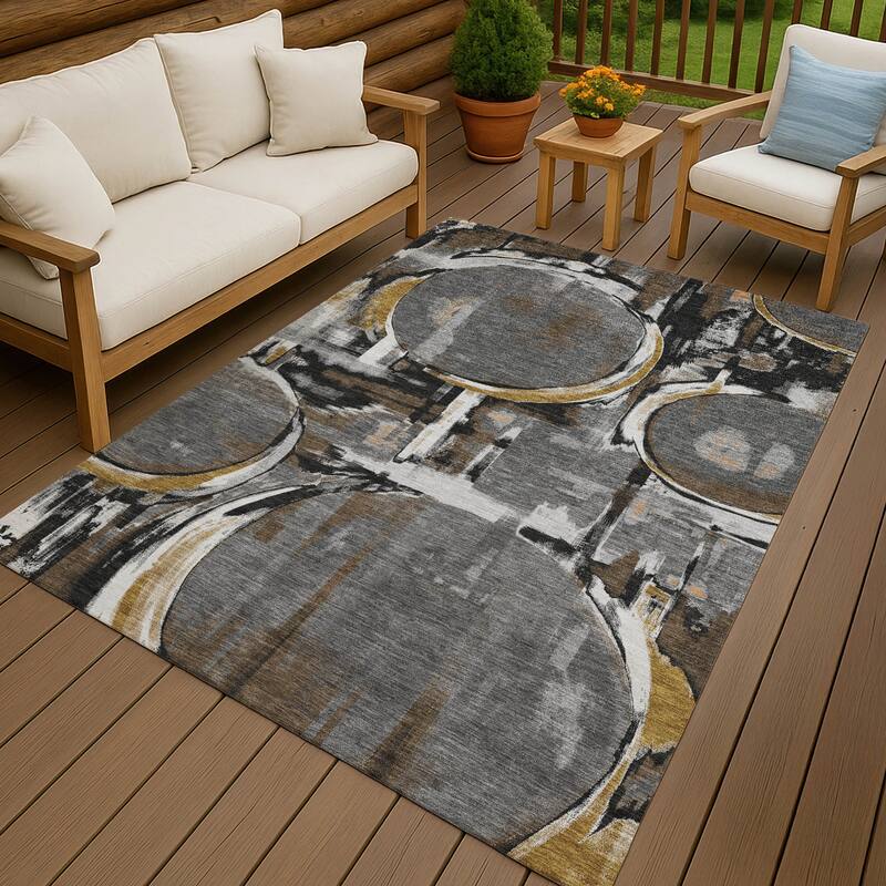 Machine Washable Indoor/ Outdoor Modern Erie Chantille Rug - Gray - 5' x 7'6"