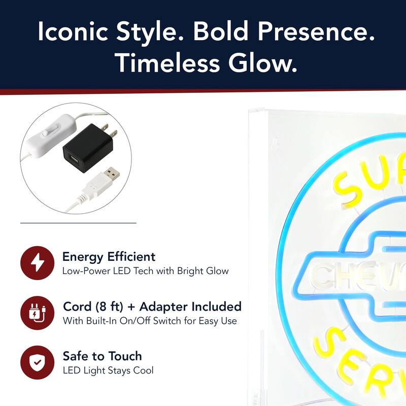 Licensed Chevrolet Super Service Acrylic LED Wall Decor Sign - 16" x 16" - 16" x 16"