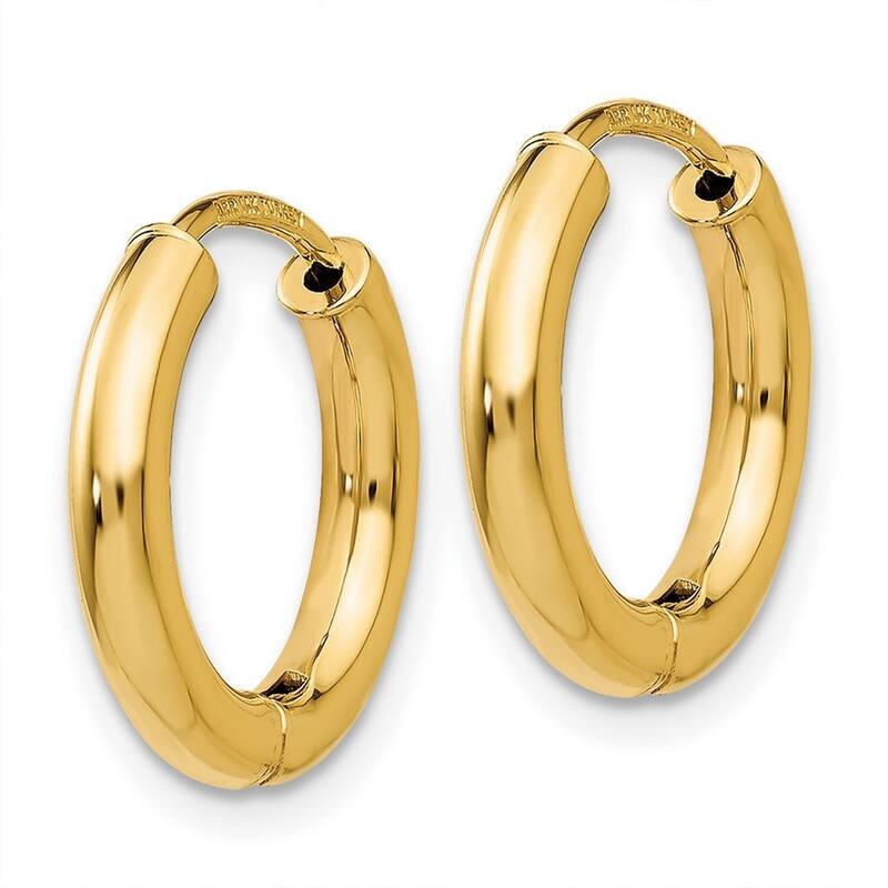 Curata 14k Yellow Gold Hinged Polished 2.5x15mm Hoop Earrings