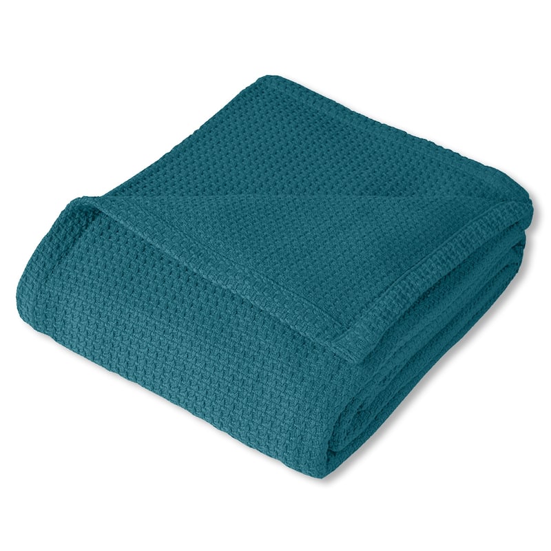 Sweet Home Collection Cotton Basket Weave Textured Blanket
