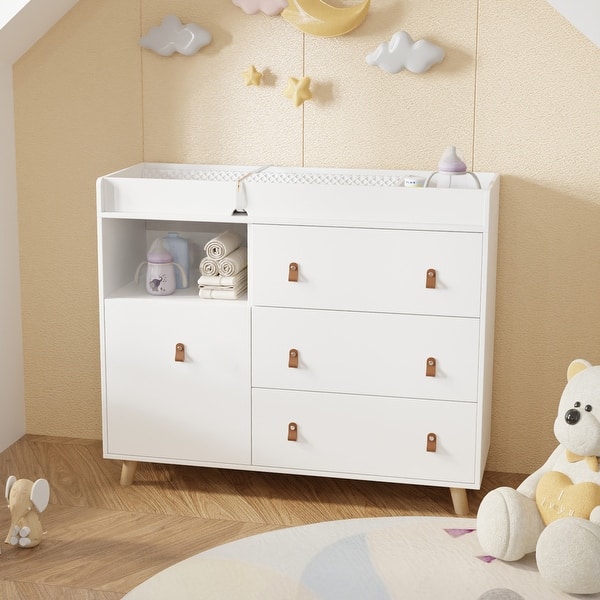 slide 2 of 49, Baby Changing Table Dresser with 4 Drawers,Shelf Hidden Trash Storage