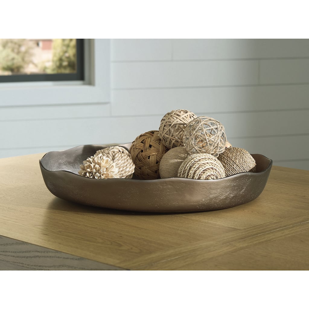 Signature Design by Ashley Wallmen Gold Finish Tray - 21" W x 21" D x 3.4" H