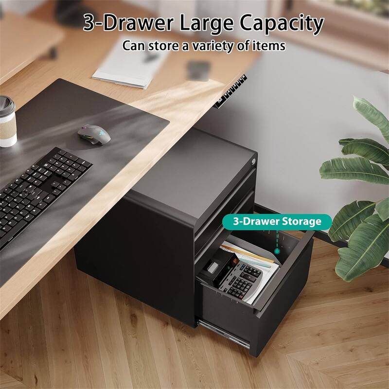 3 Drawer Mobile File Cabinet