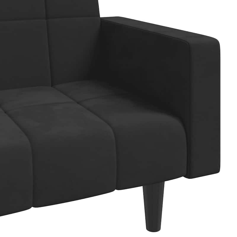 vidaXL Sofa Bed Black Velvet (100% polyester), wood, plastic Large - 33.3 x 86.6 x 27.2 in