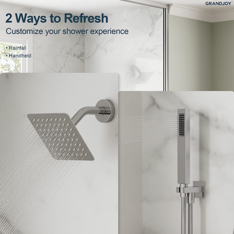 GRANDJOY 2-Function Rainfall Shower System with Handheld, Single Handle Wall-Mount Design