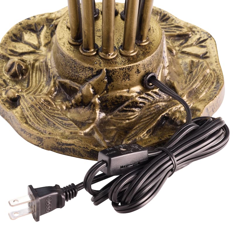 21.5-inch Antique Brass and Hand Blown Glass 10 Lily Downlight Table Lamp - 20.25" x 20.25" x 21.5"