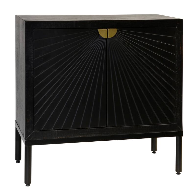 StyleCraft Sunshine 2-Door Console - Ebony & Gold - Ebony, Gold