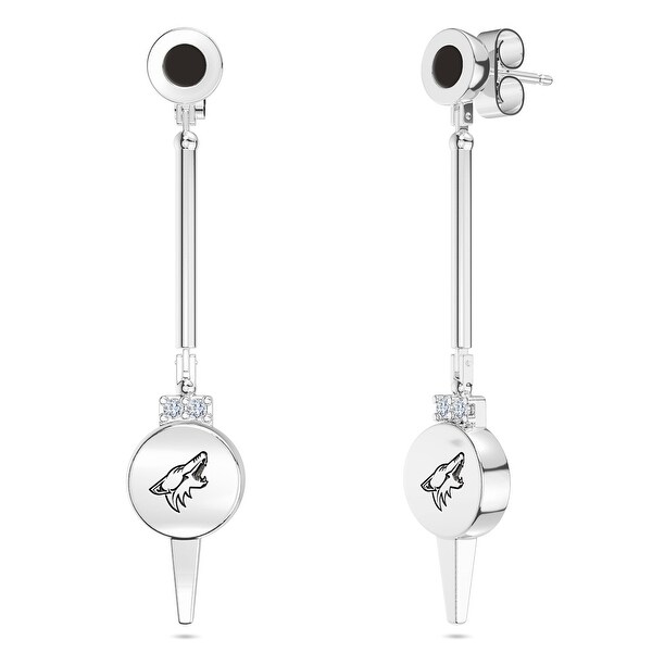 Shop Arizona Coyotes Engraved Sterling Silver Diamond Dangle Earrings In Black On Sale Overstock 29909029